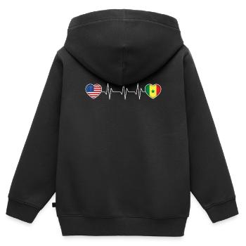 Sénégal - Sweat Premium à capuche zippé enfant bio - noir - Dos - AI Model Kid Male (0cm)