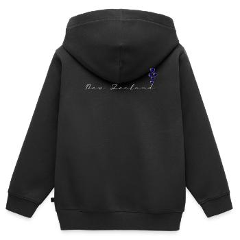 Neuseeland - Kinder Premium Organic Zip Hoodie - Schwarz - Hinten - AI Model Kid Male (0cm)