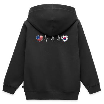Corée du Sud - Sweat Premium à capuche zippé enfant bio - noir - Dos - AI Model Kid Male (0cm)