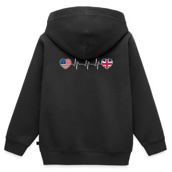 United Kingdom - Kids Premium Organic Zip-up Hoodie - black - Back - AI Model Kid Male (0cm)