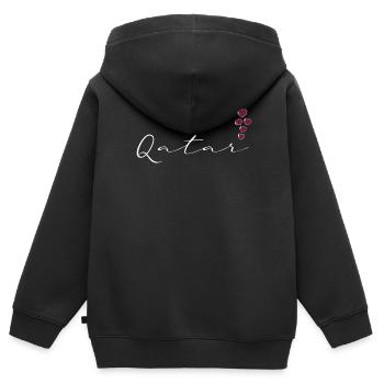 Qatar - Sweat Premium à capuche zippé enfant bio - noir - Dos - AI Model Kid Male (0cm)