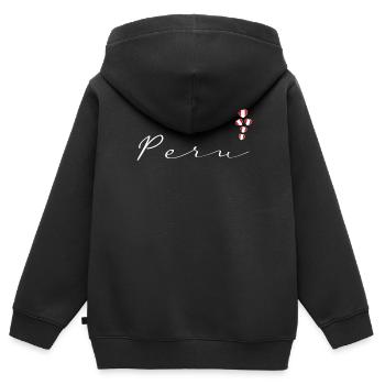 Pérou - Sweat Premium à capuche zippé enfant bio - noir - Dos - AI Model Kid Male (0cm)