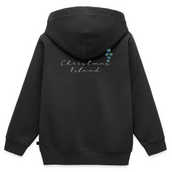 Île Christmas - Sweat Premium à capuche zippé enfant bio - noir - Dos - AI Model Kid Male (0cm)