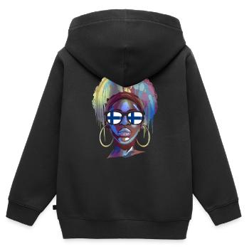 Finnland - Kinder Premium Organic Zip Hoodie - Schwarz - Hinten - AI Model Kid Male (0cm)