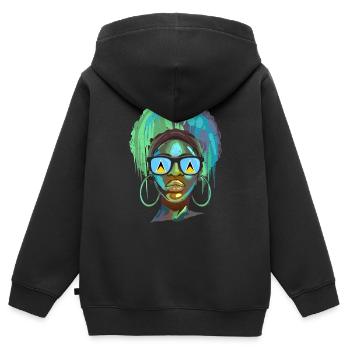 Sainte-Lucie - Sweat Premium à capuche zippé enfant bio - noir - Dos - AI Model Kid Male (0cm)