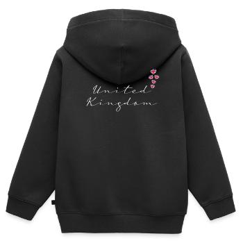United Kingdom - Kids Premium Organic Zip-up Hoodie - black - Back - AI Model Kid Male (0cm)