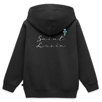 Sainte-Lucie - Sweat Premium à capuche zippé enfant bio - noir - Dos - AI Model Kid Male (0cm)
