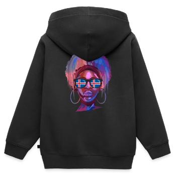 Islande - Sweat Premium à capuche zippé enfant bio - noir - Dos - AI Model Kid Male (0cm)