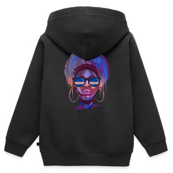 Cap Vert - Sweat Premium à capuche zippé enfant bio - noir - Dos - AI Model Kid Male (0cm)