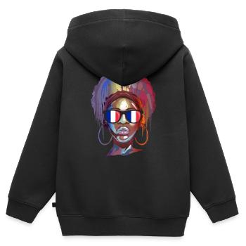 France - Kids Premium Organic Zip-up Hoodie - black - Back - AI Model Kid Male (0cm)