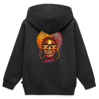 Uganda - Kids Premium Organic Zip-up Hoodie - black - Back - AI Model Kid Male (0cm)