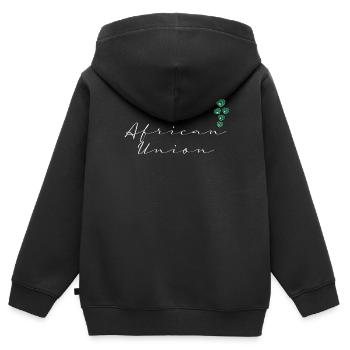 African Union - Kids Premium Organic Zip-up Hoodie - black - Back - AI Model Kid Male (0cm)
