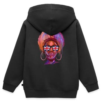 United Kingdom - Kids Premium Organic Zip-up Hoodie - black - Back - AI Model Kid Male (0cm)