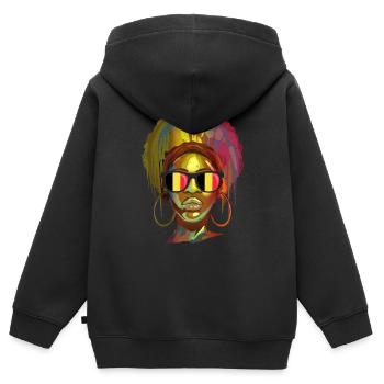 Belgien - Kinder Premium Organic Zip Hoodie - Schwarz - Hinten - AI Model Kid Male (0cm)