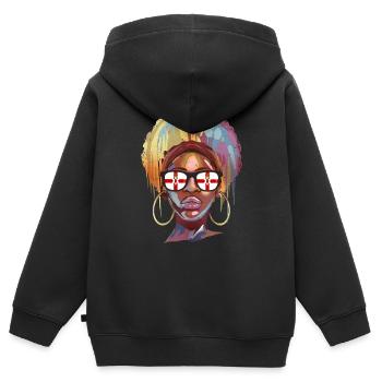 Nordirland - Kinder Premium Organic Zip Hoodie - Schwarz - Hinten - AI Model Kid Male (0cm)