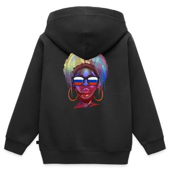 Russie - Sweat Premium à capuche zippé enfant bio - noir - Dos - AI Model Kid Male (0cm)
