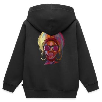 Qatar - Sweat Premium à capuche zippé enfant bio - noir - Dos - AI Model Kid Male (0cm)
