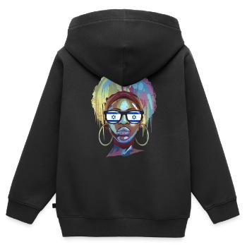 Israel - Kinder Premium Organic Zip Hoodie - Schwarz - Hinten - AI Model Kid Male (0cm)