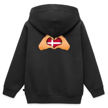 Dänemark - Kinder Premium Organic Zip Hoodie - Schwarz - Hinten - AI Model Kid Male (0cm)