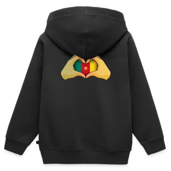 Kamerun - Kinder Premium Organic Zip Hoodie - Schwarz - Hinten - AI Model Kid Male (0cm)