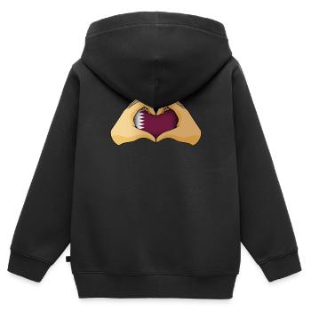 Qatar - Sweat Premium à capuche zippé enfant bio - noir - Dos - AI Model Kid Male (0cm)