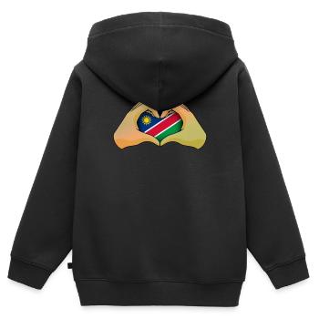 Namibia - Kinder Premium Organic Zip Hoodie - Schwarz - Hinten - AI Model Kid Male (0cm)