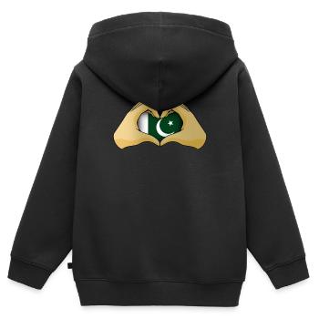 Pakistan - Kinder Premium Organic Zip Hoodie - Schwarz - Hinten - AI Model Kid Male (0cm)
