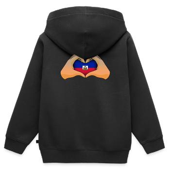 Haiti - Kinder Premium Organic Zip Hoodie - Schwarz - Hinten - AI Model Kid Male (0cm)