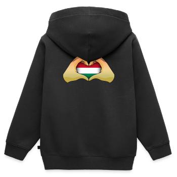 Ungarn - Kinder Premium Organic Zip Hoodie - Schwarz - Hinten - AI Model Kid Male (0cm)