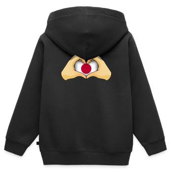 Japan - Kinder Premium Organic Zip Hoodie - Schwarz - Hinten - AI Model Kid Male (0cm)