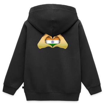 Inde - Sweat Premium à capuche zippé enfant bio - noir - Dos - AI Model Kid Male (0cm)