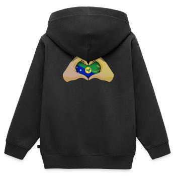 Île Christmas - Sweat Premium à capuche zippé enfant bio - noir - Dos - AI Model Kid Male (0cm)