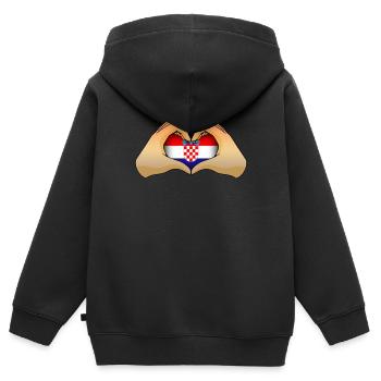 Kroatien - Kinder Premium Organic Zip Hoodie - Schwarz - Hinten - AI Model Kid Male (0cm)