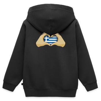 Grèce - Sweat Premium à capuche zippé enfant bio - noir - Dos - AI Model Kid Male (0cm)