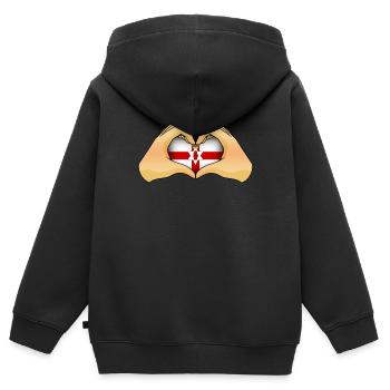 Nordirland - Kinder Premium Organic Zip Hoodie - Schwarz - Hinten - AI Model Kid Male (0cm)