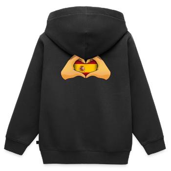 Spanien - Kinder Premium Organic Zip Hoodie - Schwarz - Hinten - AI Model Kid Male (0cm)