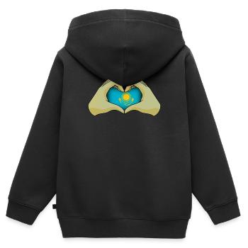 Kazakhstan - Kids Premium Organic Zip-up Hoodie - black - Back - AI Model Kid Male (0cm)