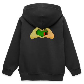 Sambia - Kinder Premium Organic Zip Hoodie - Schwarz - Hinten - AI Model Kid Male (0cm)