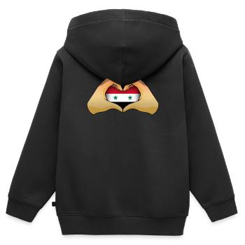 Syrien - Kinder Premium Organic Zip Hoodie - Schwarz - Hinten - AI Model Kid Male (0cm)