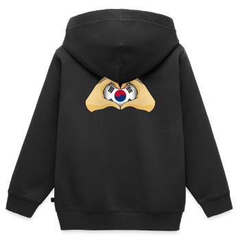 Corée du Sud - Sweat Premium à capuche zippé enfant bio - noir - Dos - AI Model Kid Male (0cm)