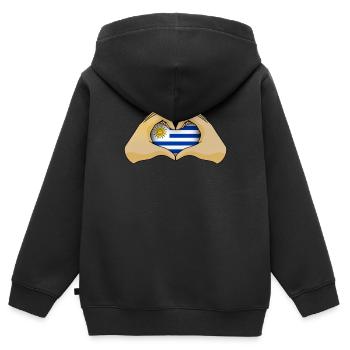 Uruguay - Sweat Premium à capuche zippé enfant bio - noir - Dos - AI Model Kid Male (0cm)