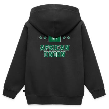 African Union - Kids Premium Organic Zip-up Hoodie - black - Back - AI Model Kid Male (0cm)