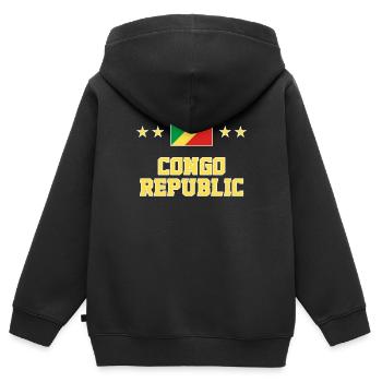 République du Congo - Sweat Premium à capuche zippé enfant bio - noir - Dos - AI Model Kid Male (0cm)