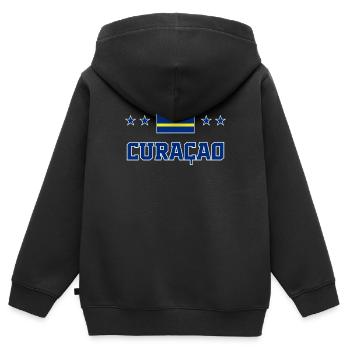Curaçao - Kinder Premium Organic Zip Hoodie - Schwarz - Hinten - AI Model Kid Male (0cm)