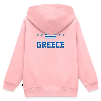 Grèce - Sweat Premium à capuche zippé enfant bio - rose - Dos - AI Model Kid Female (0cm)