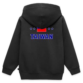 Taïwan - Sweat Premium à capuche zippé enfant bio - noir - Dos - AI Model Kid Male (0cm)