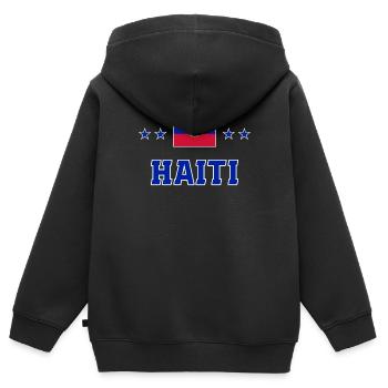 Haiti - Kinder Premium Organic Zip Hoodie - Schwarz - Hinten - AI Model Kid Male (0cm)