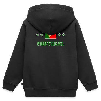 Portugal - Kinder Premium Organic Zip Hoodie - Schwarz - Hinten - AI Model Kid Male (0cm)