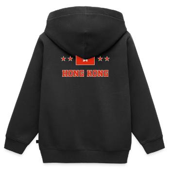 Hongkong - Kinder Premium Organic Zip Hoodie - Schwarz - Hinten - AI Model Kid Male (0cm)