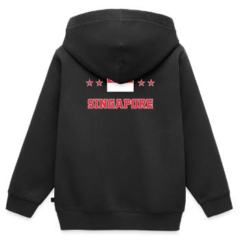 Singapur - Kinder Premium Organic Zip Hoodie - Schwarz - Hinten - AI Model Kid Male (0cm)
